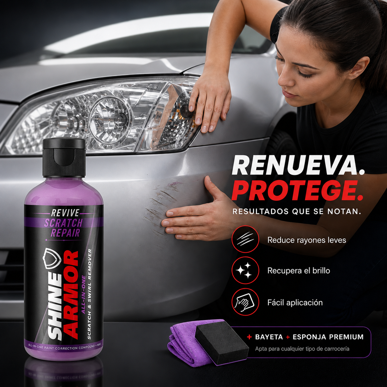 Kit de revestimiento cerámico 3 en 1 para arañazos de coche